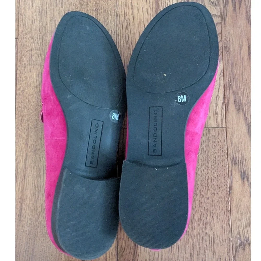 Bandolino‎ Loafers Fuchsia Pink Suede Chain Bit Detail Womens 8M Preppy Colorful